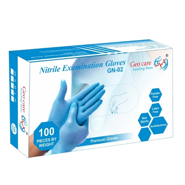 Geocare Nitrile Gloves Sky Blue