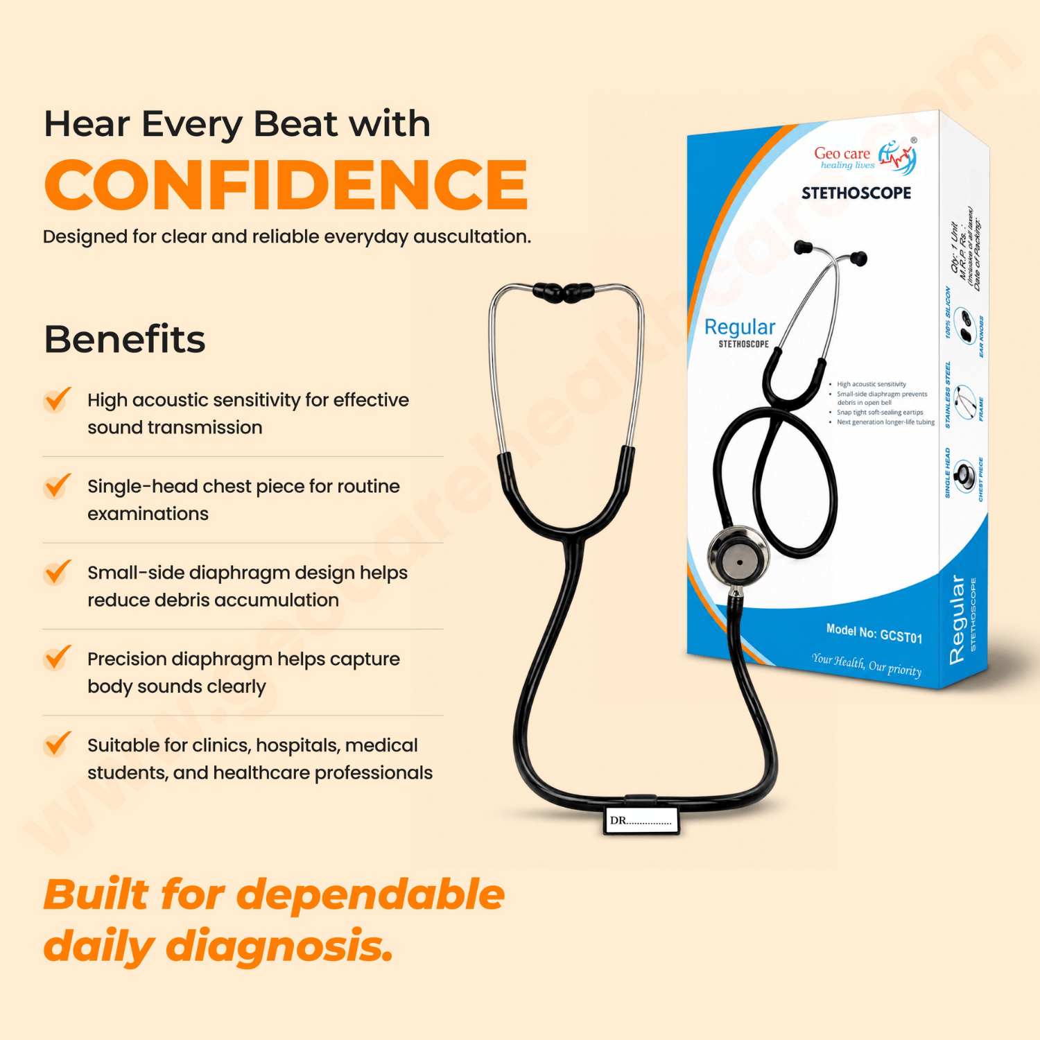 Geocare Regular Stethoscope - Image 3