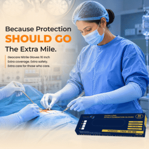 Geocare 16 Inch Nitrile Examination Gloves (Blue)