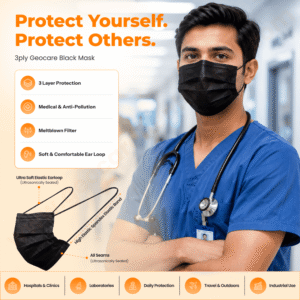 Geocare Face Mask - 3 Ply Black