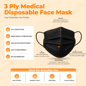 Geocare Face Mask - 3 Ply Black