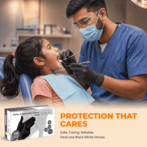 Geocare Nitrile Examination Gloves (Black)