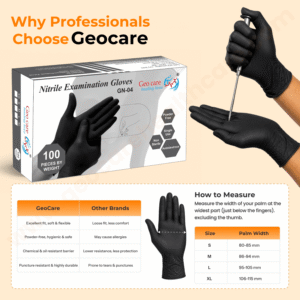 Geocare Nitrile Examination Gloves (Black)