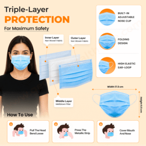 Geocare Face Mask - 3 Ply Blue