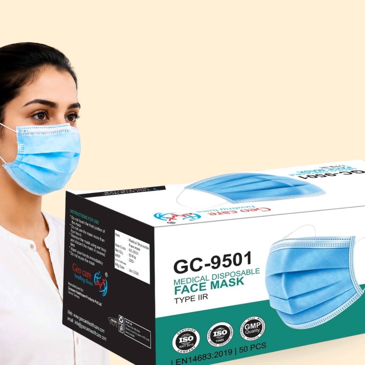 Geocare Face Mask - 3 Ply Blue