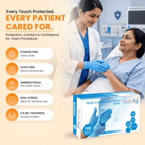 Geocare Nitrile Examination Gloves (Sky Blue)