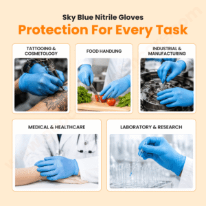 Geocare Nitrile Examination Gloves (Sky Blue)
