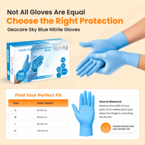 Geocare Nitrile Examination Gloves (Sky Blue)